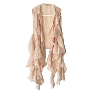 NWT Forever 21 Ruffle Sheer Light Cream Peach Vest Versatile Lightweight Medium